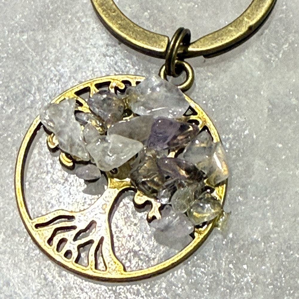 PRICE IS FIRM - Amethyst Bronze Gold Tree of Life Handmade Keychain/Bag Tag - Picture 3 of 7